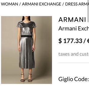 Armani Exchange Silver Foil Midi Dress
